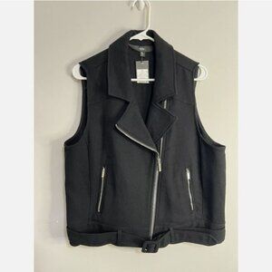 Mossimo Black Belted Moto Vest Zipper Women’s Size XL
